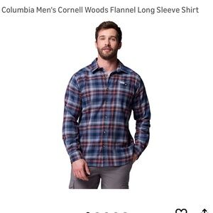 Columbia Black and Red Plaid Button-Up Shirt